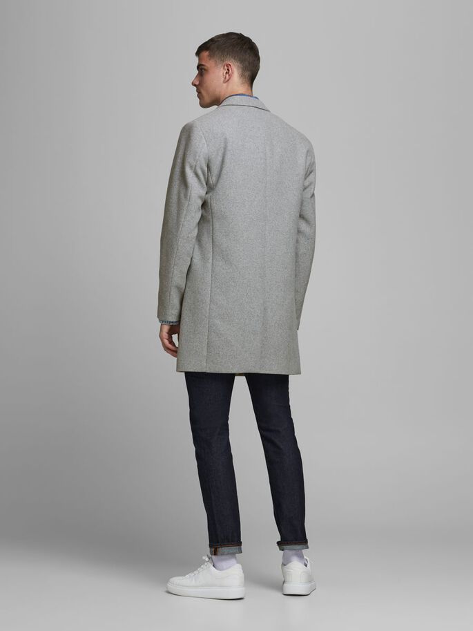 JACK & JONES Moulder Light Grey Wool Coat Light Grey detail view