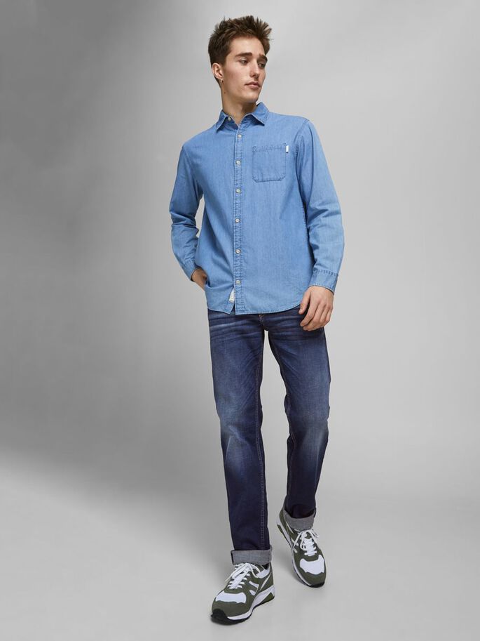 JACK & JONES Clark 278 Straight Leg Jeans BLUE flat front view