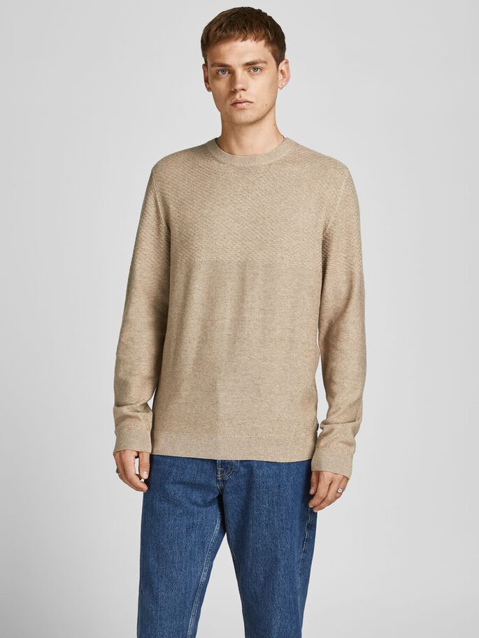 Men's irish cream Structure Crew Knit