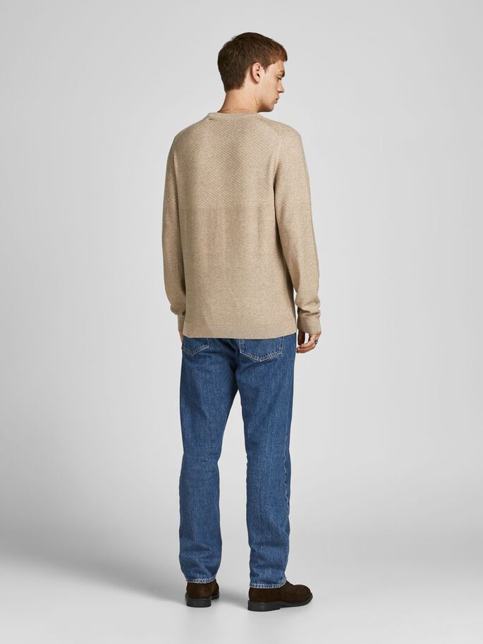 Men's irish cream Structure Crew Knit-Back View