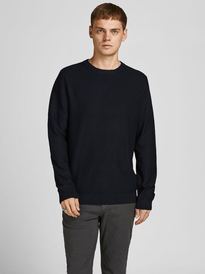 Men's maritime blue Winter Structure Crew Knit