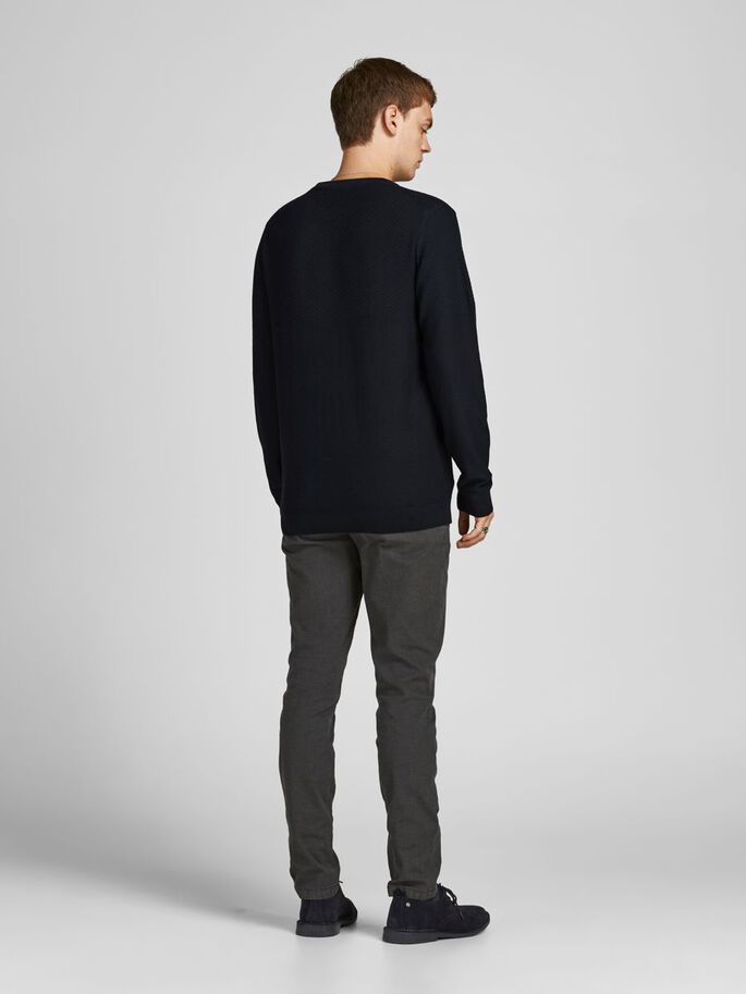 Men's maritime blue Winter Structure Crew Knit-Back View