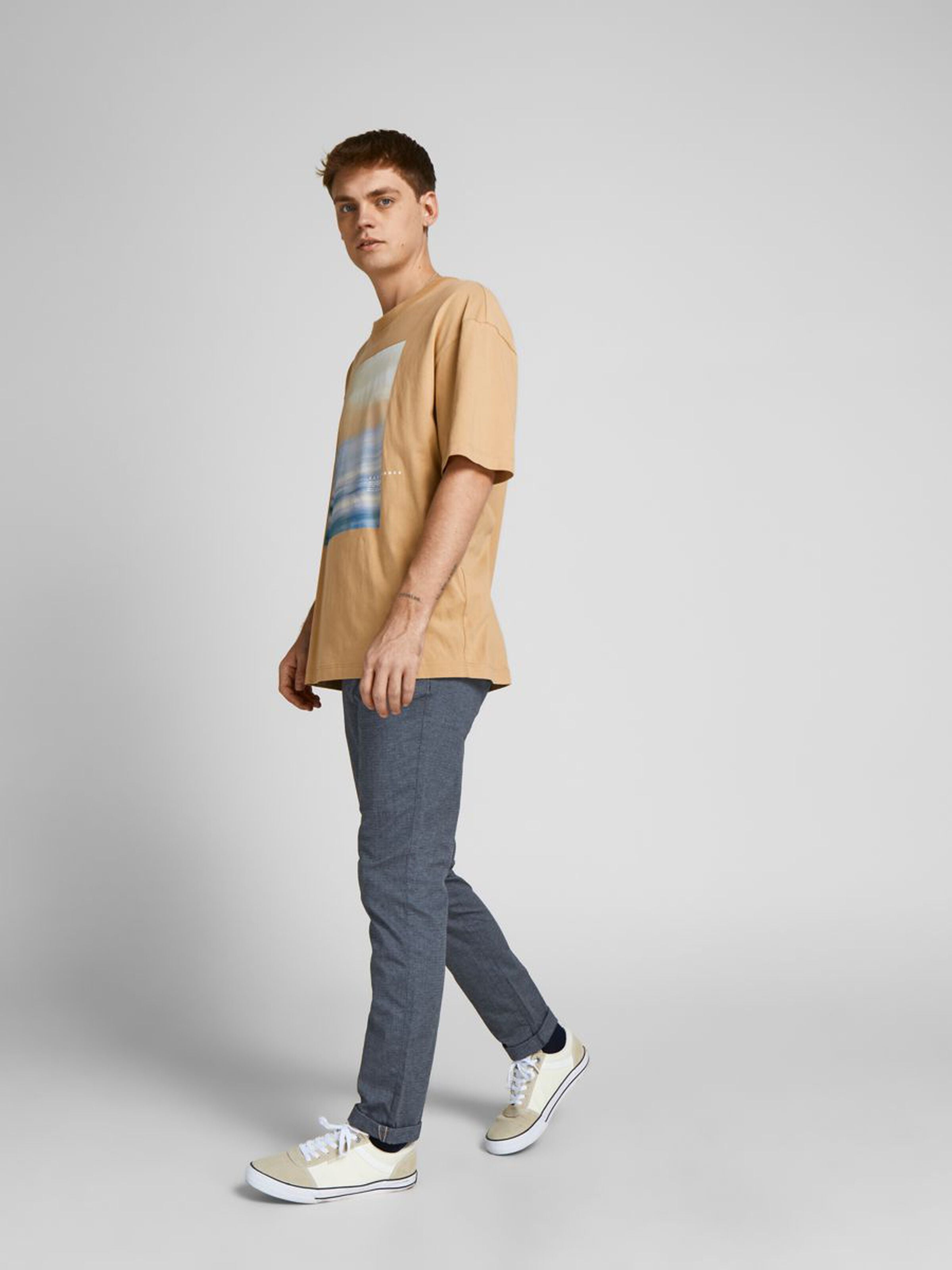 JACK JONES PREMIUM Marco Fury Faded Denim Chinos Faded Denim back view