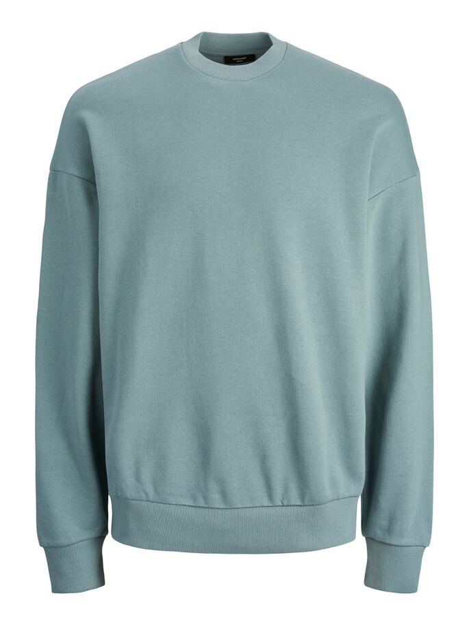 JACK JONES PREMIUM Kam Sweat Crew Neck Stormy Sea model back view