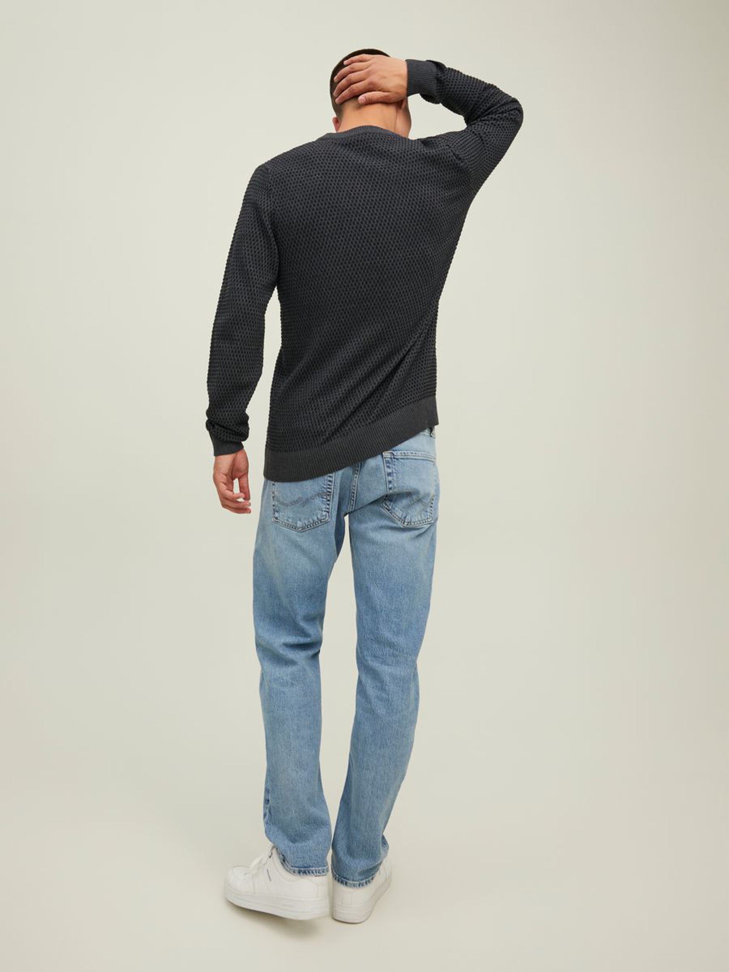 Atlas Knit Crew Neck Dark Grey Melange-Back view