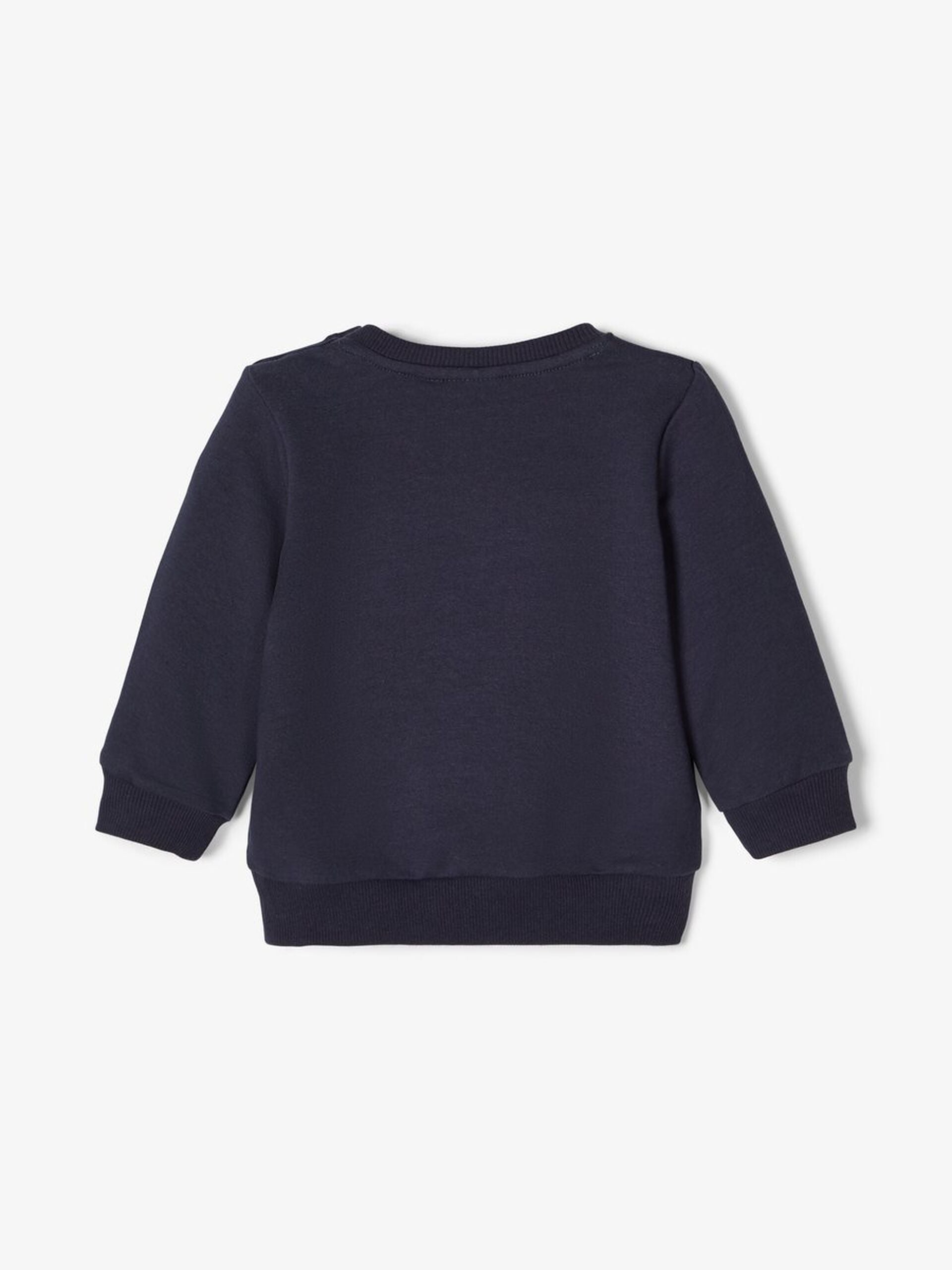 NAME IT Glittery Print Belinda Sweatshirt NAVY model front view