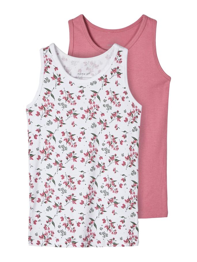 NAME IT Tank Top 2 Pack Heather Rose AOP Pink Flower front view
