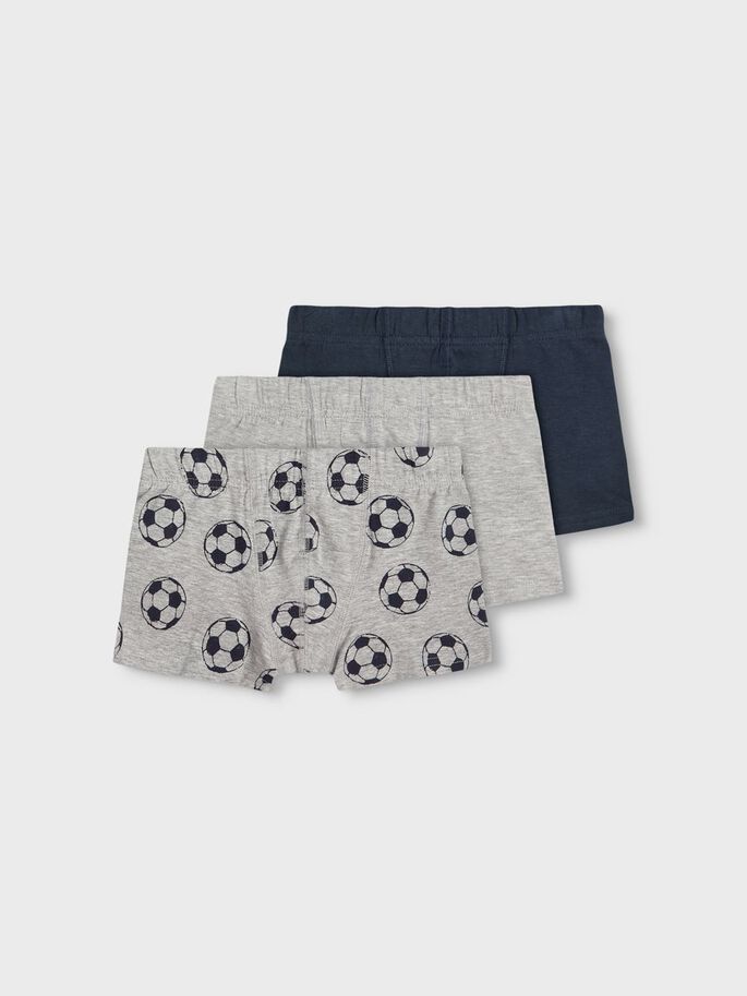 NAME IT Boxer 3 Pack Grey Football Noos Grey front view