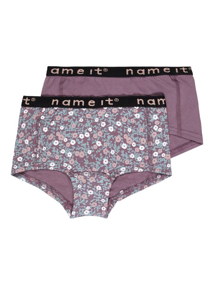 NAME IT Hipster 2 Pack Black Plum Flower Plum front view