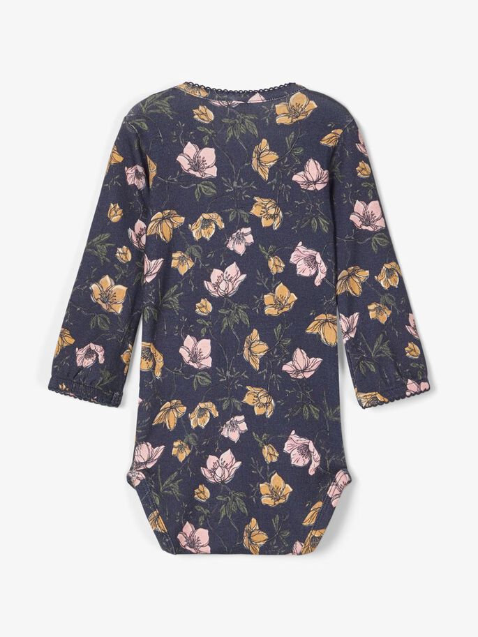 NAME IT Sabbie Floral Print Body Navy model front view