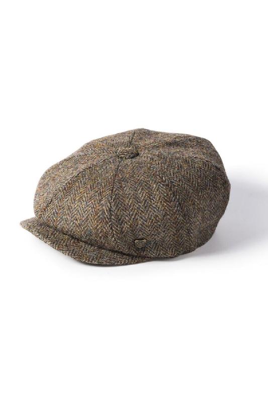 FAILSWORTH Carloway Harris Tweed Beige 8 Piece Flat Cap Beige front view