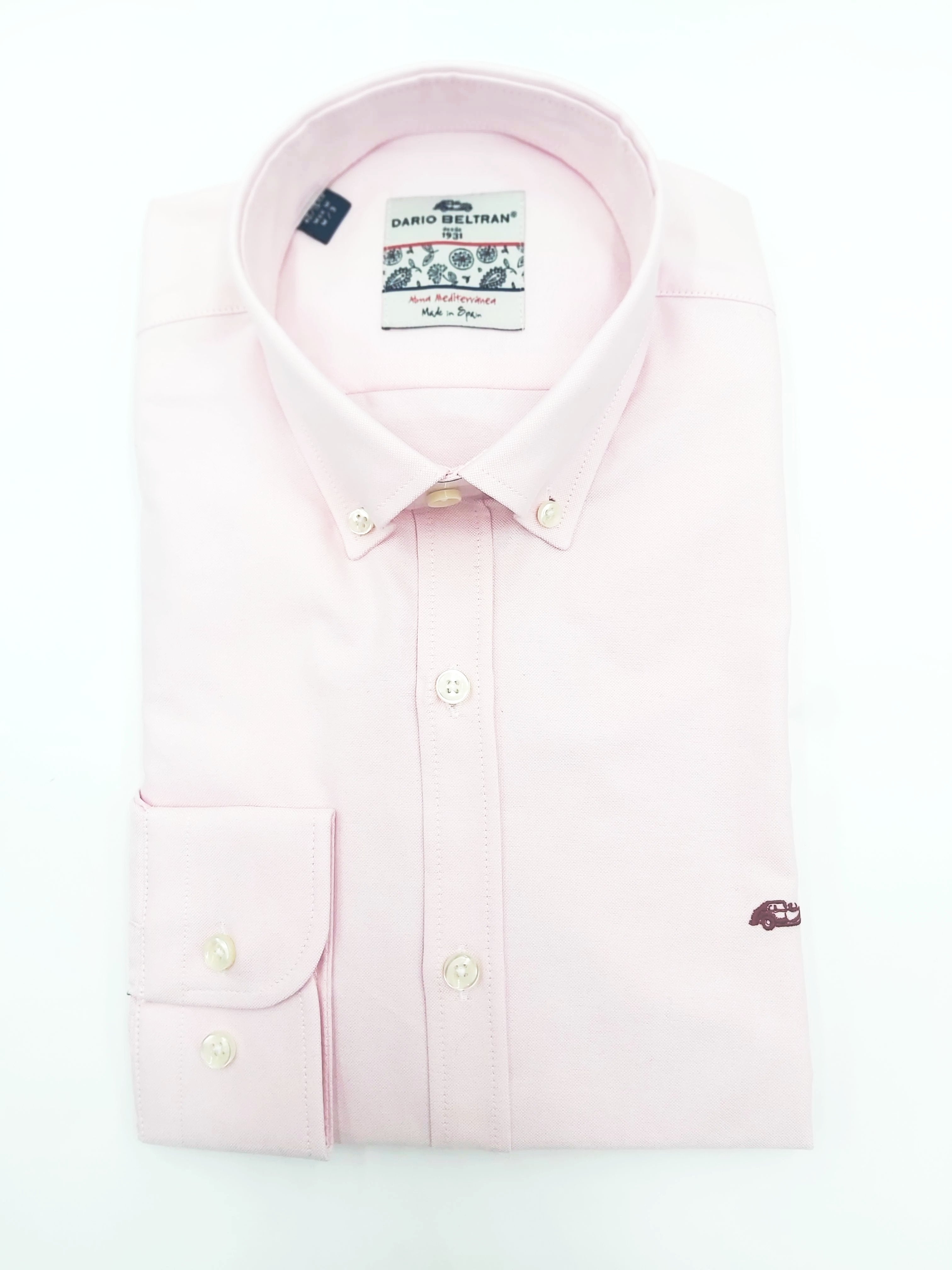 DARIO BELTRAN Zamina Pink Oxford Long Sleeve Shirt Pink model front view