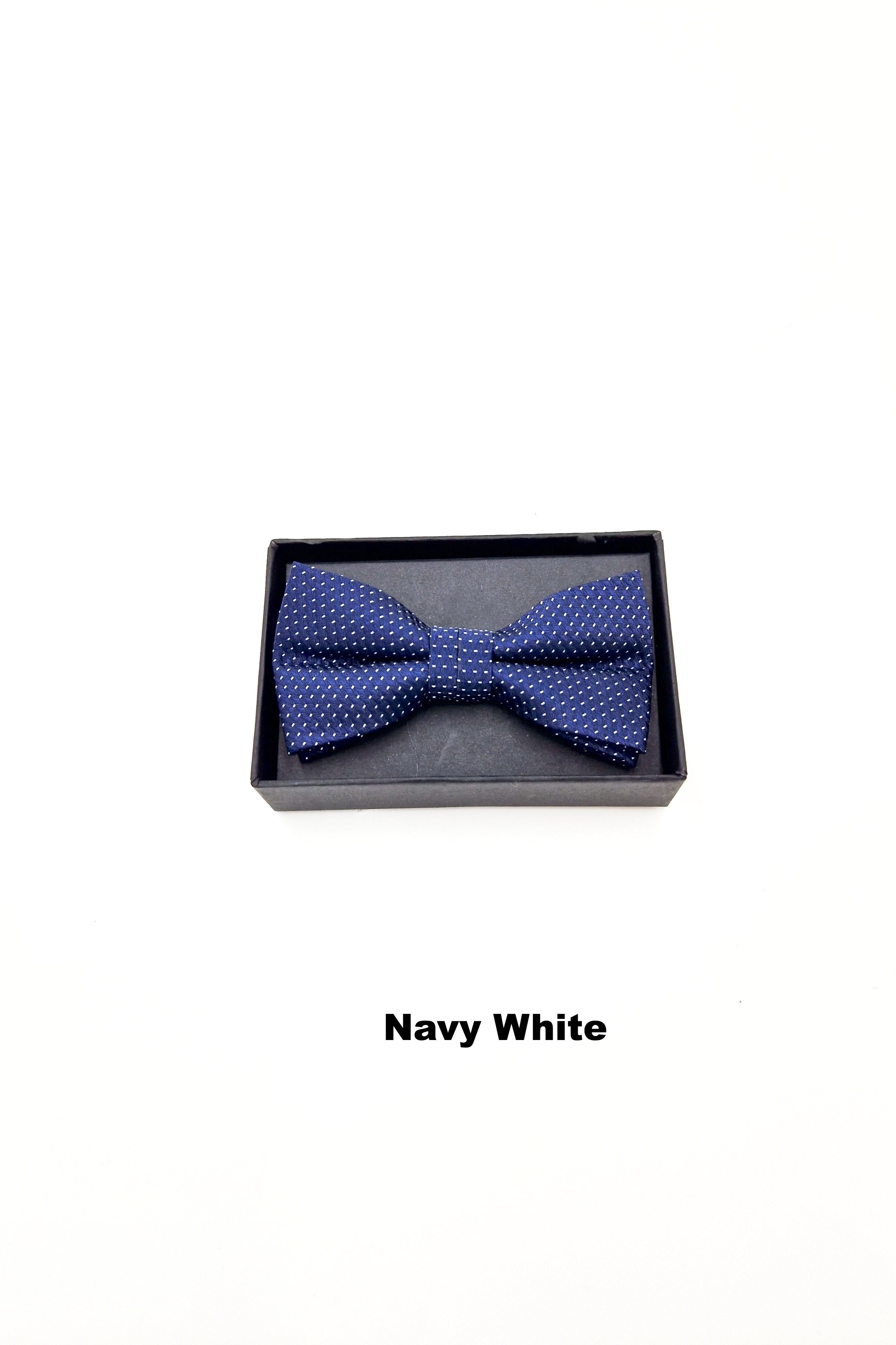 Zazzi Boyswear Zazzi Polka Boys Boxed Bowtie & Pocket Square Navy White detail view