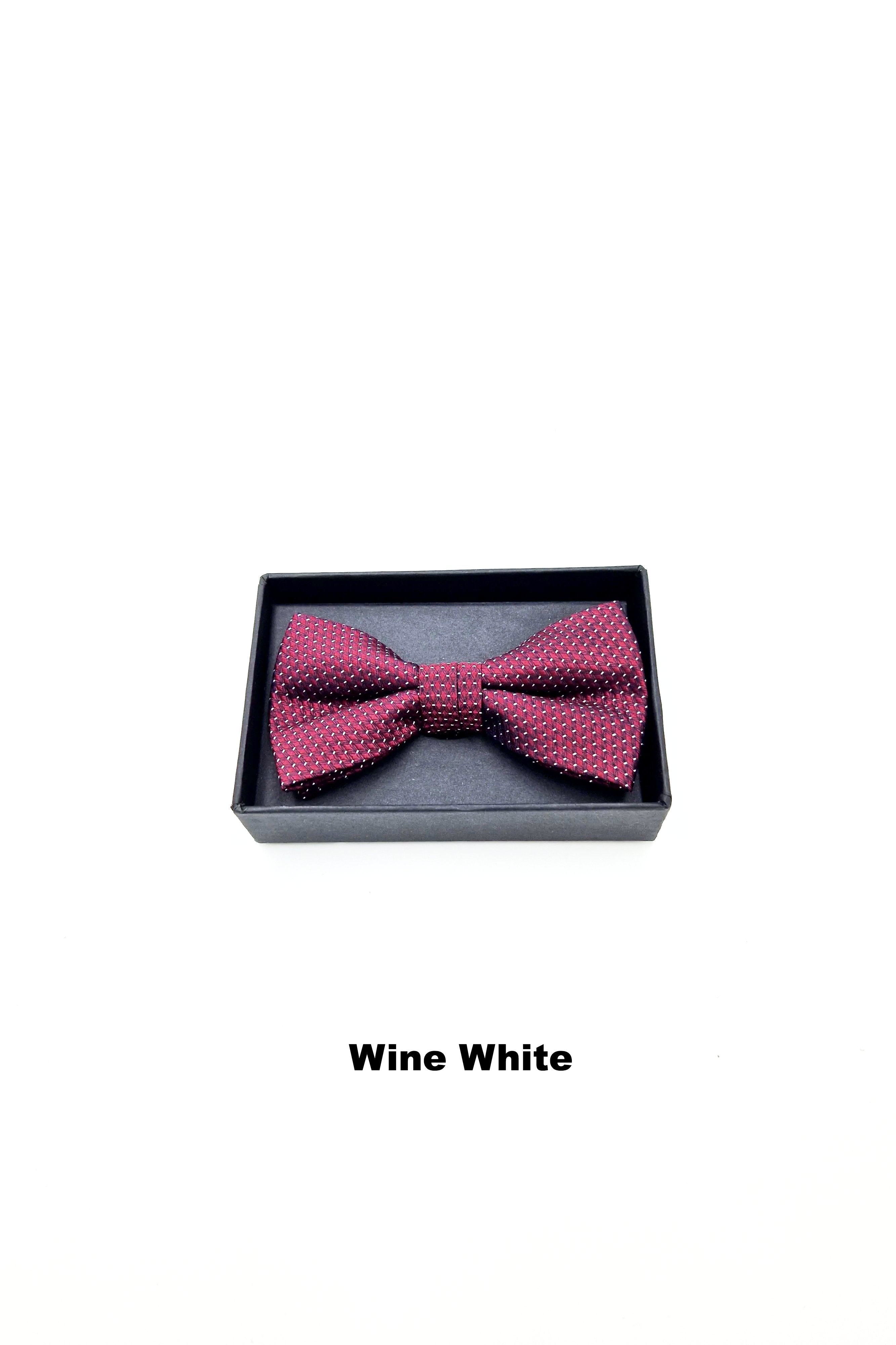Zazzi Polka Boys Boxed Bowtie & Pocket Square wine white
