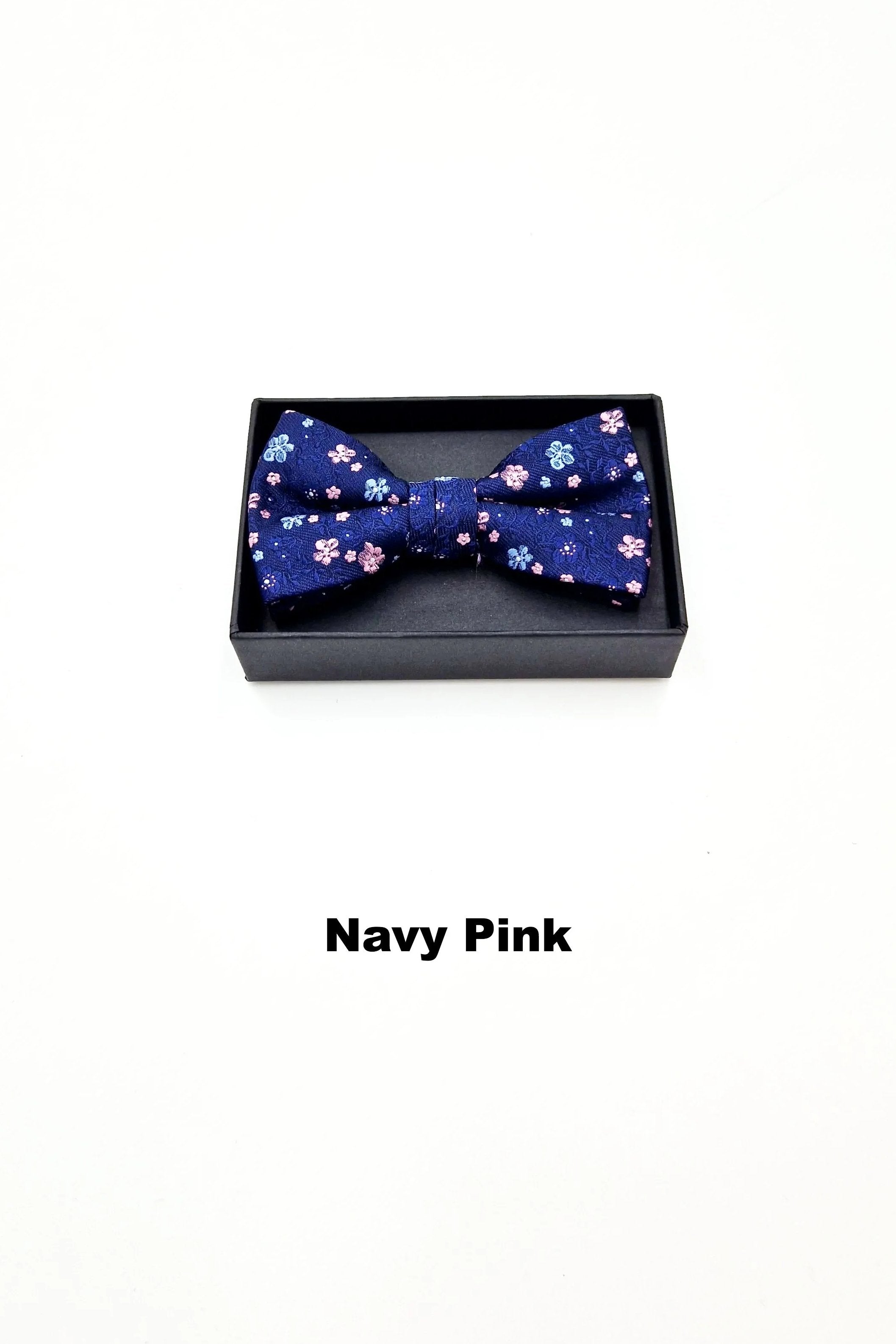 Zazzi Pattern Boys Boxed Bowtie & Pocket Square navy pink