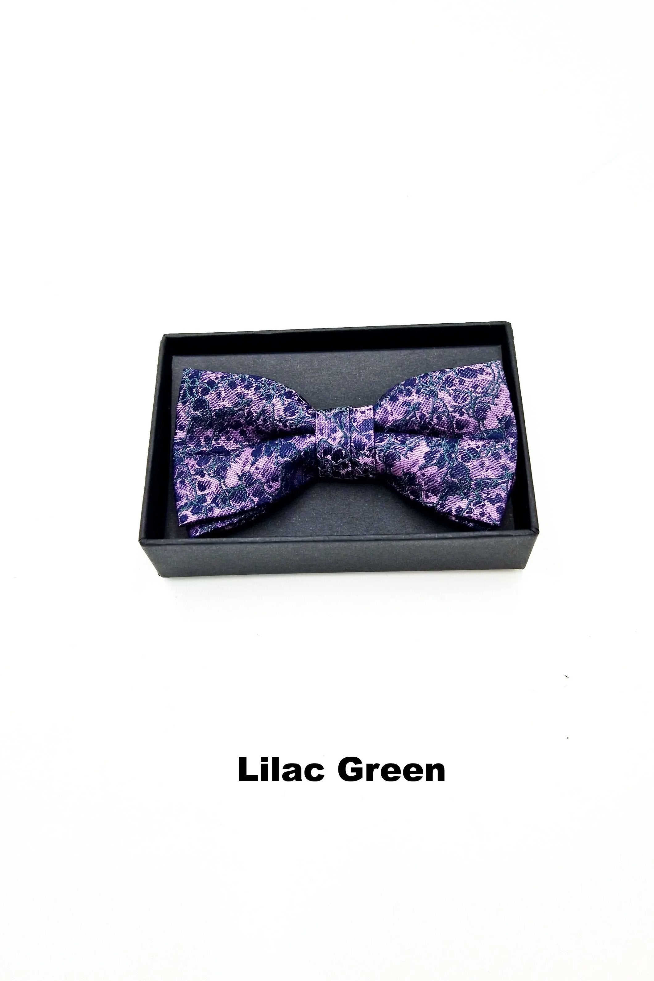 Zazzi Pattern Boys Boxed Bowtie & Pocket Square lilac green