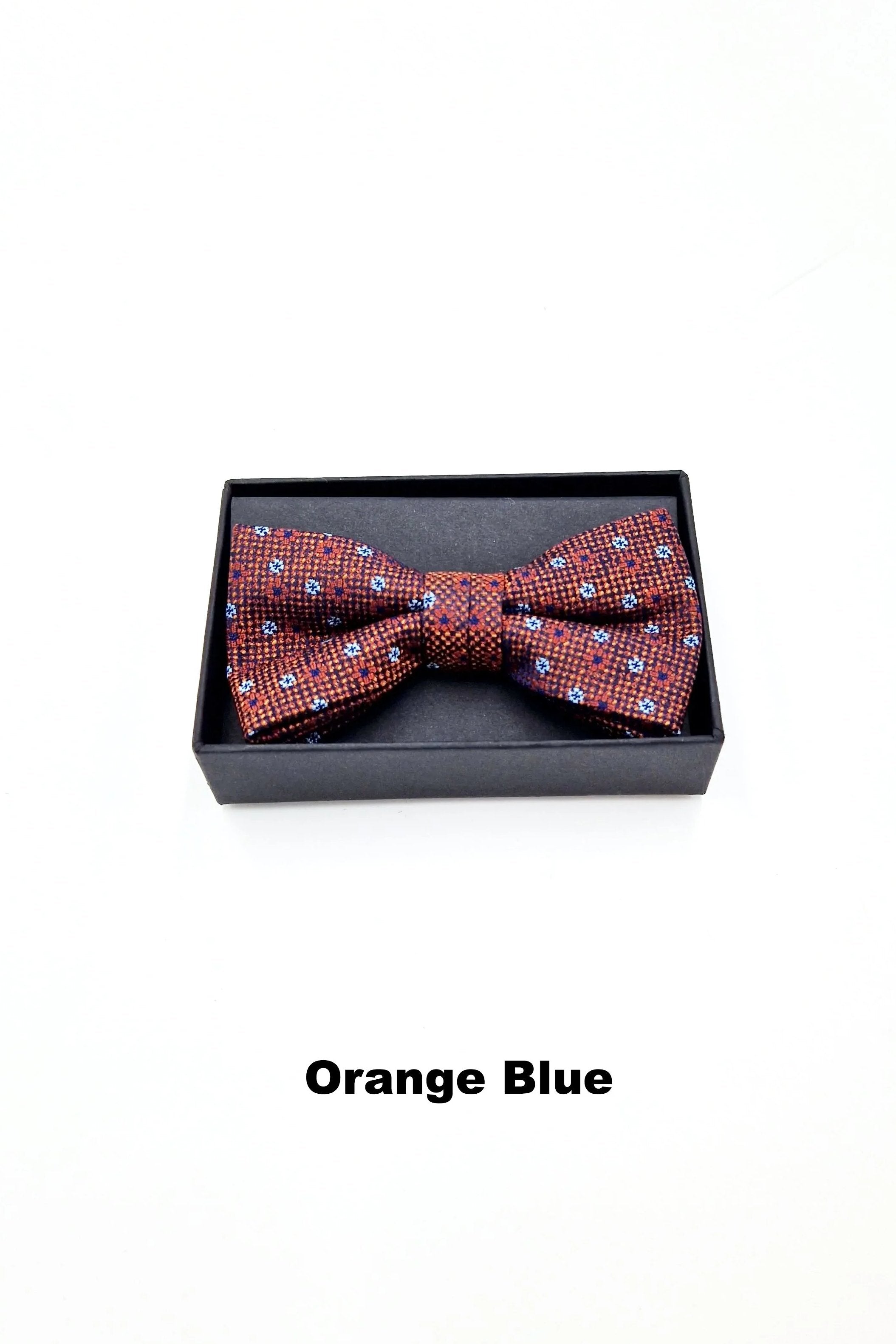 Zazzi Pattern Boys Boxed Bowtie & Pocket Square orange Blue