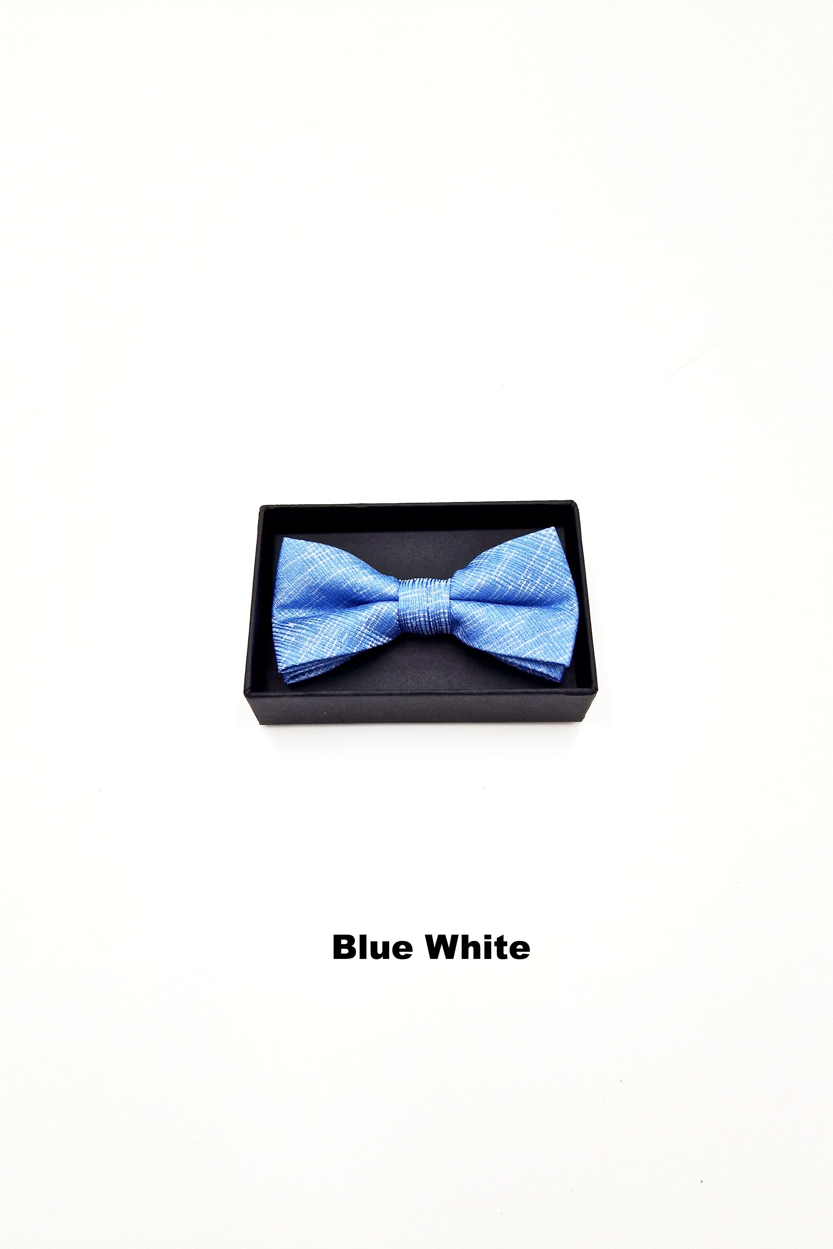 Zazzi Boxed Grain Boys Bow & Pocket Square blue white