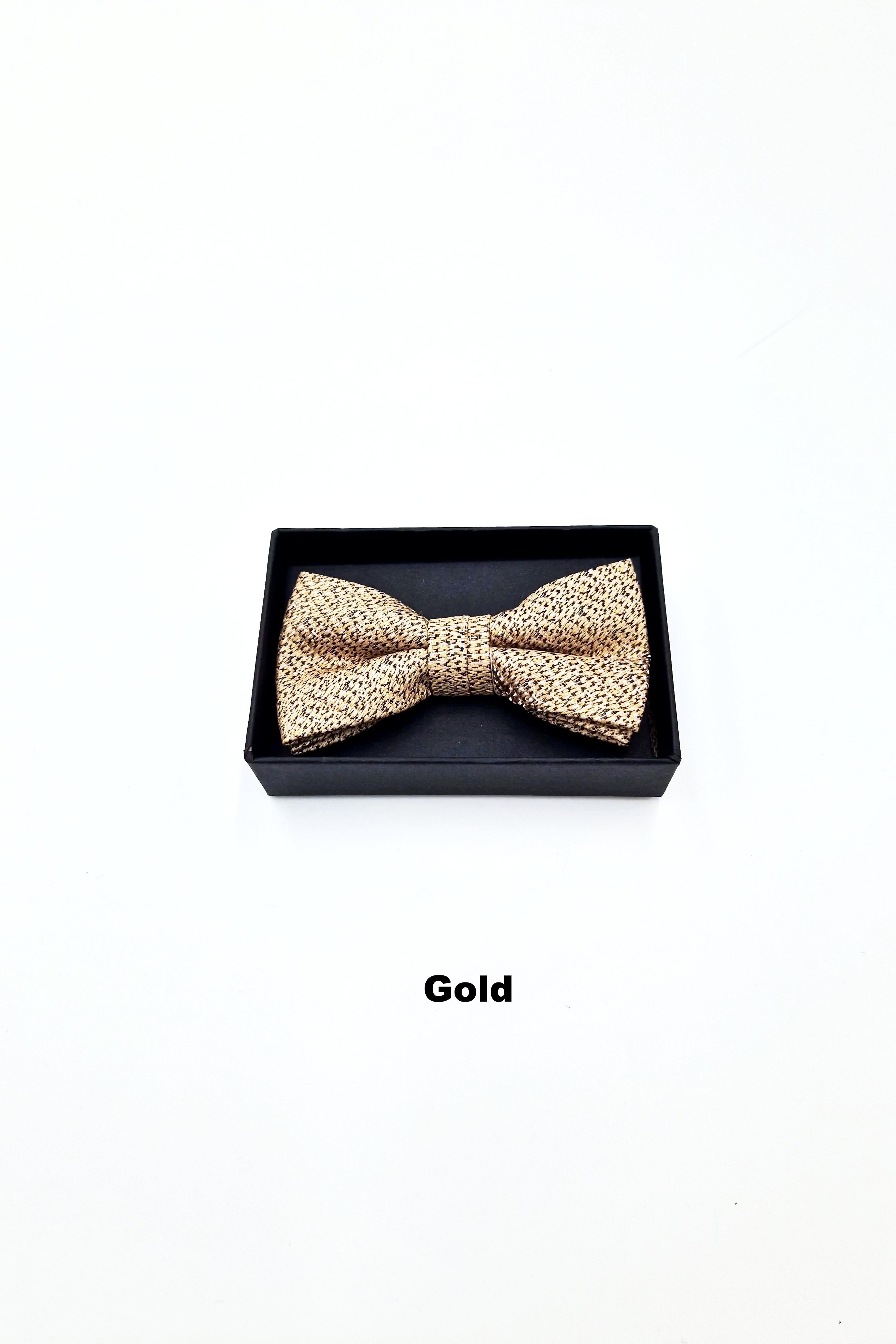 Zazzi Boxed Grain Boys Bow & Pocket Square gold