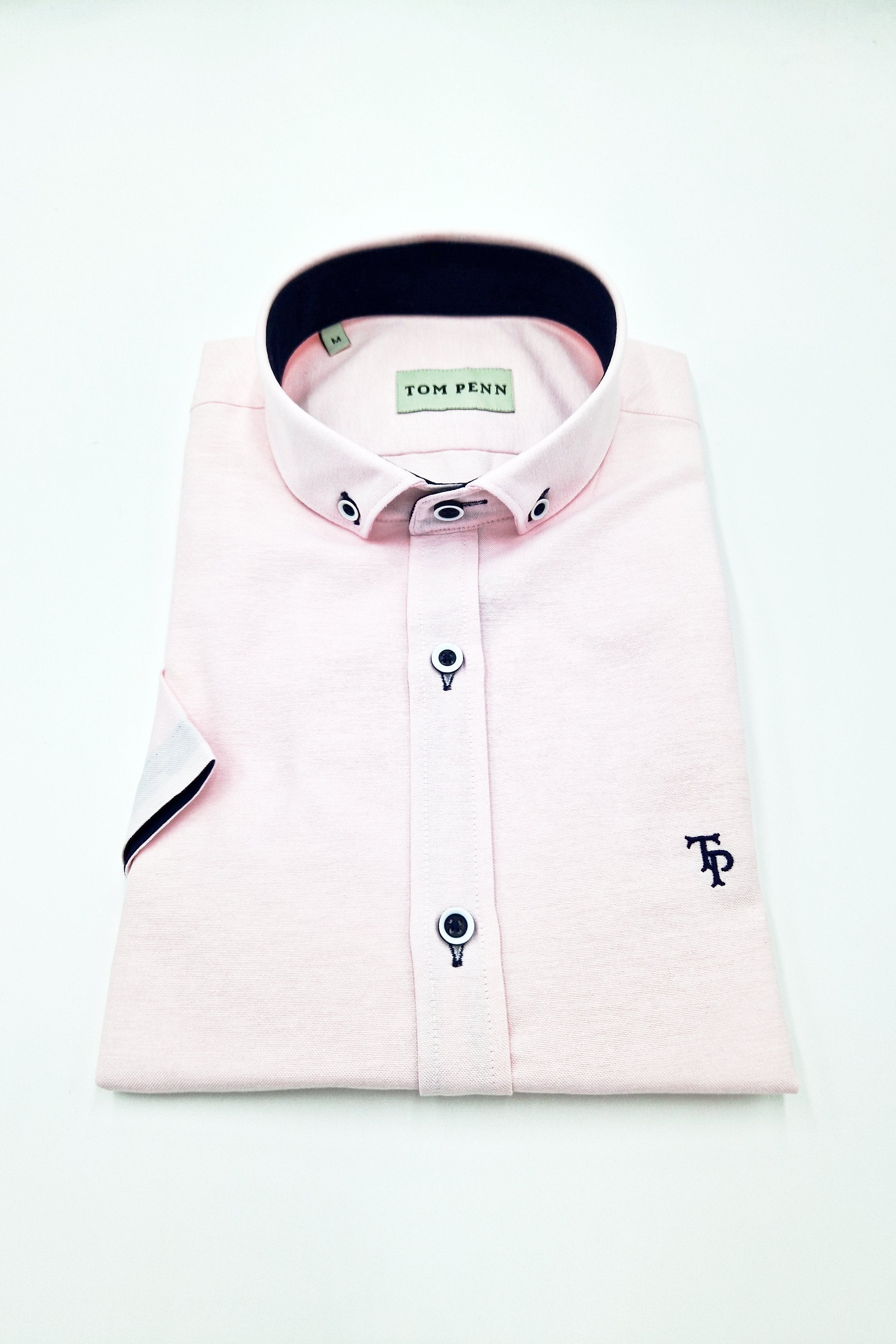 tom penn Short Sleeve Oxford Pink Shirt PINK front view