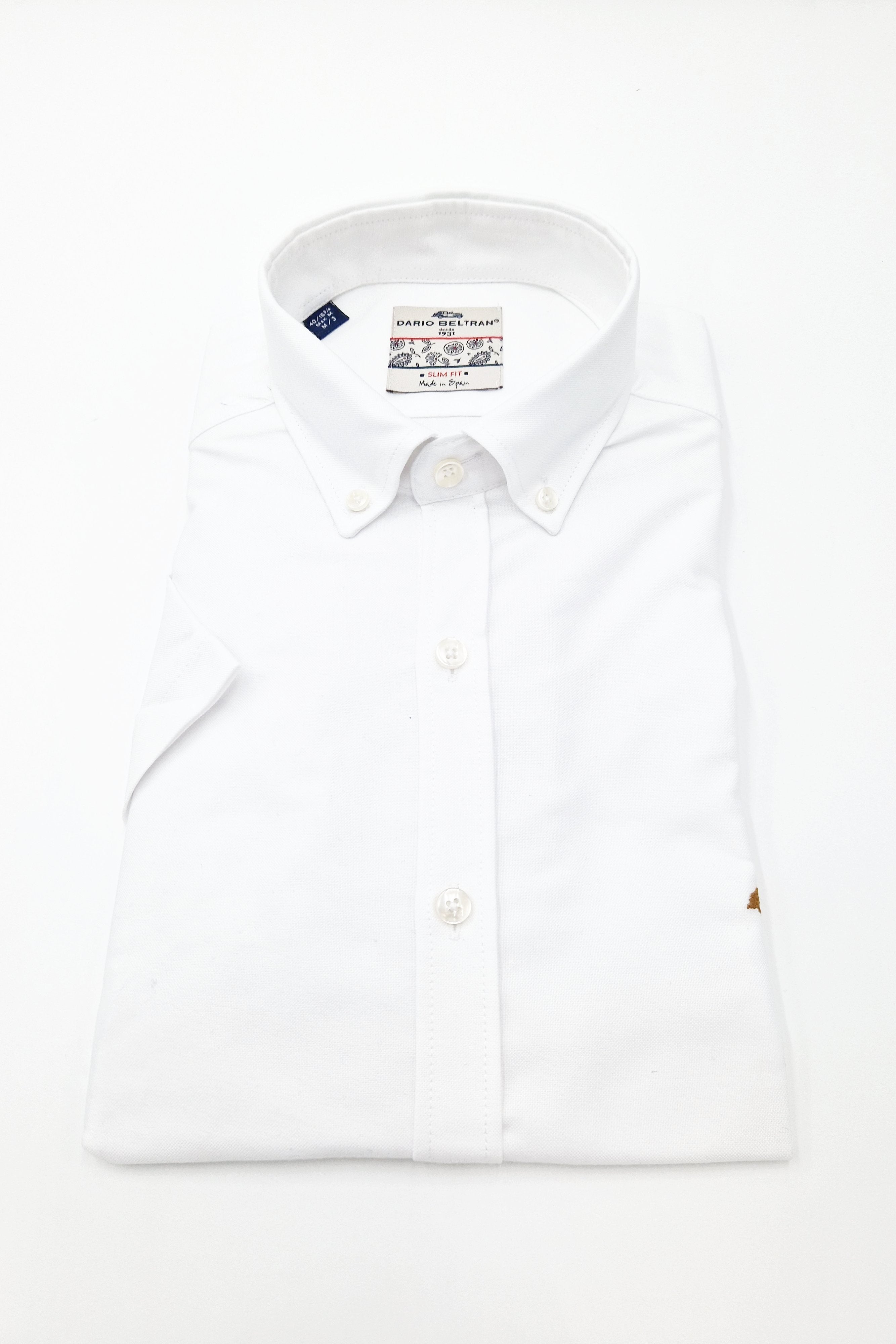 DARIO BELTRAN Zamina Short Sleeve Slim Fit Shirt White front view