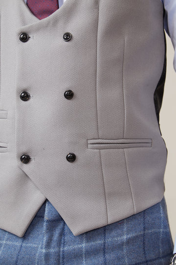 MARC DARCY Kelvin Double Breasted Silver Waistcoat Silver side view