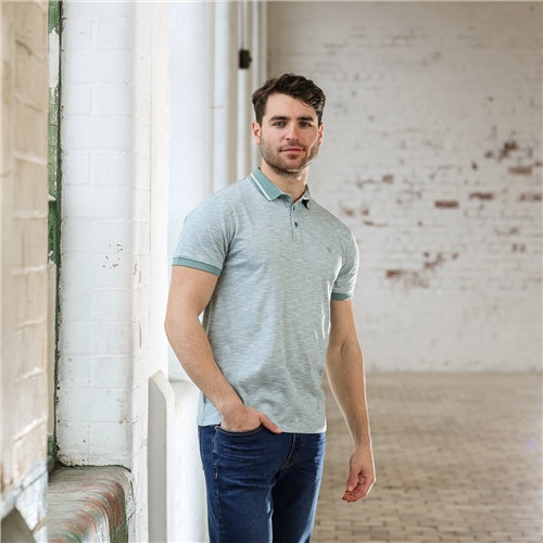 Men's Connor Short Sleeve  Green Polo Shirt-Side/Front View