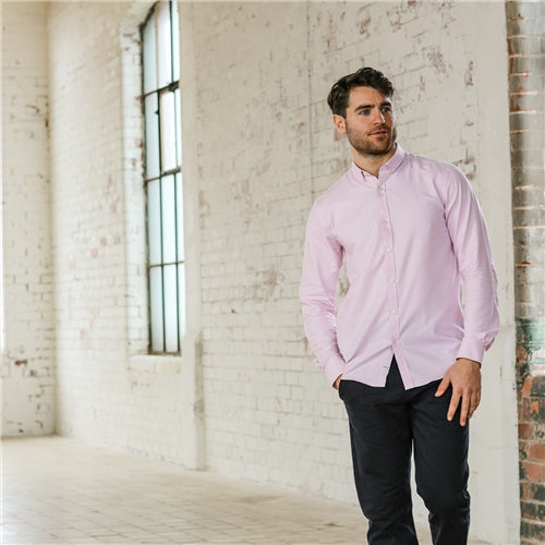 Men's Fallon Pink Shirt-Model Full Front View