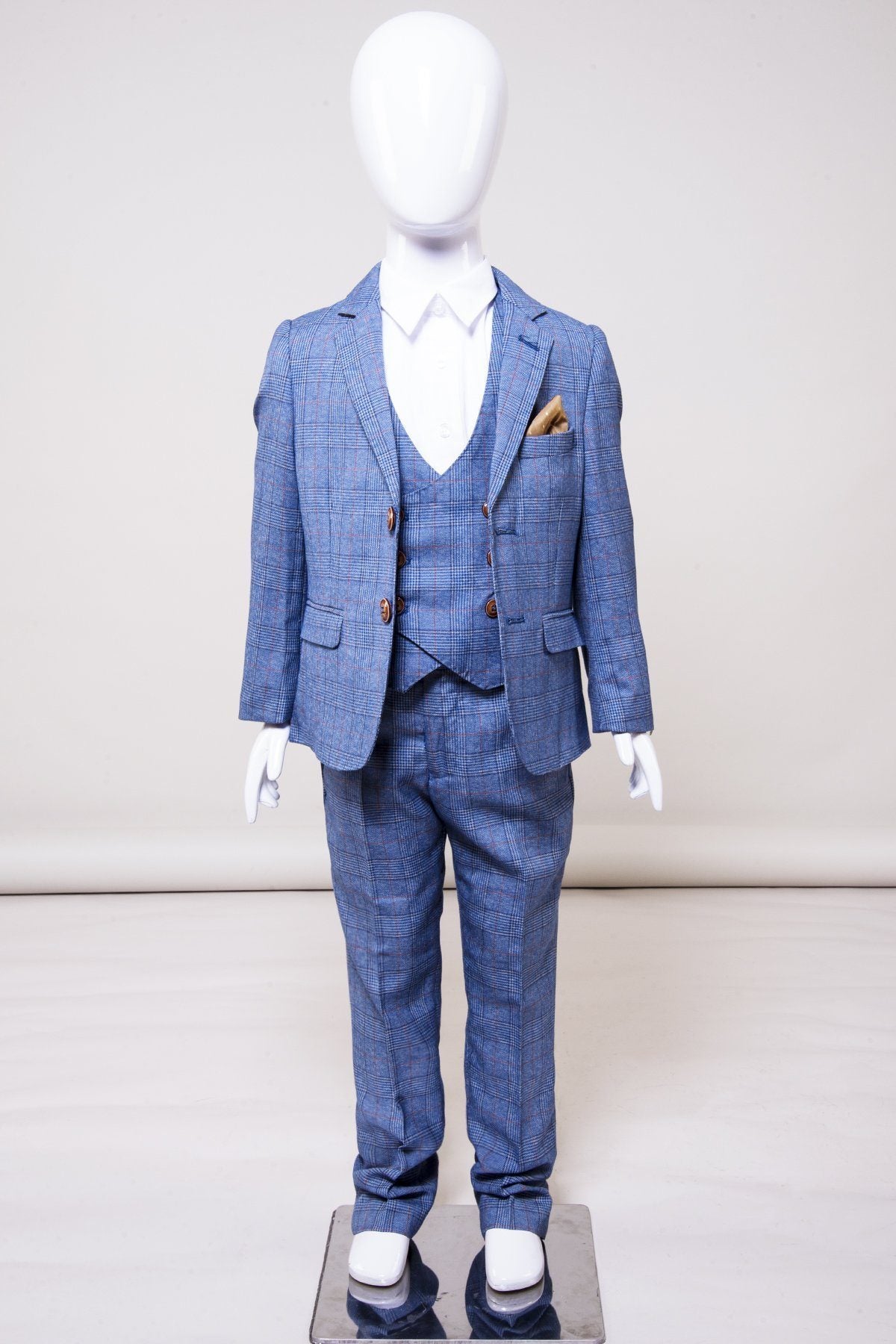 Front detail of George boys formal suit