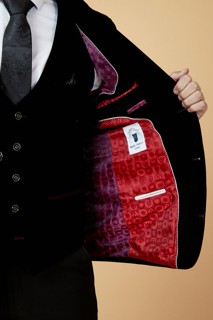 MARC DARCY Hudson Black Velvet Jacket BLACK detail view