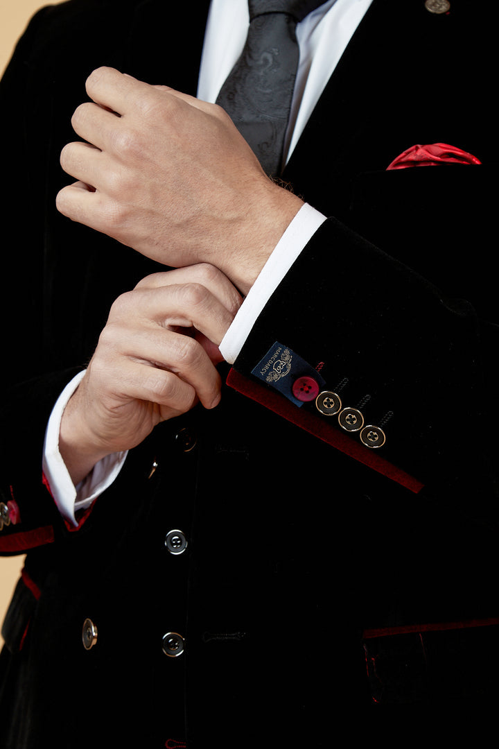 Hudson Black Velvet Jacket-Cuff button view
