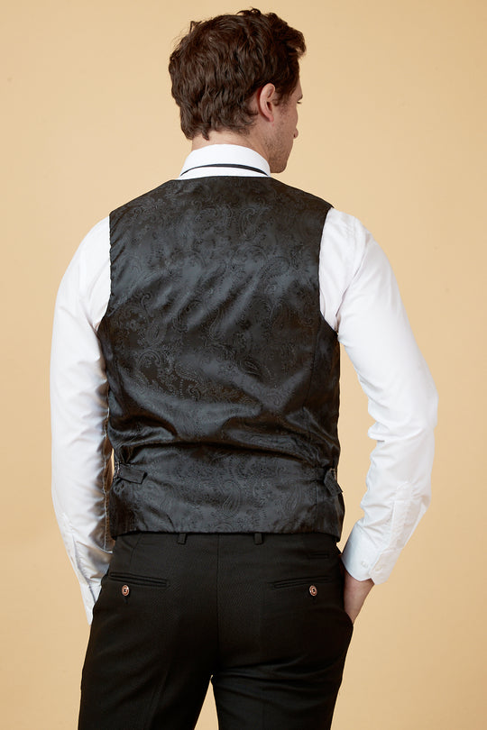 Hudson Black Velvet Waistcoat-Back view