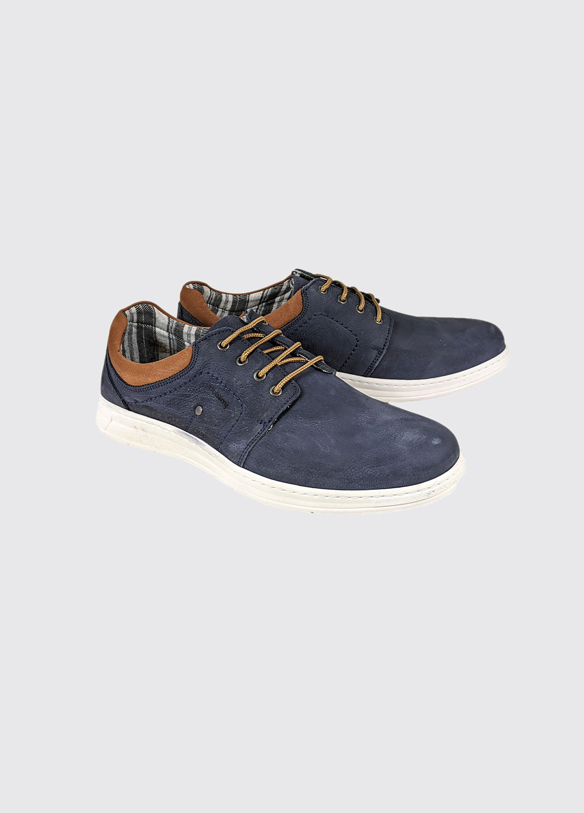 Men's Silvio Navy Nubuck Leather Shoe- Side view