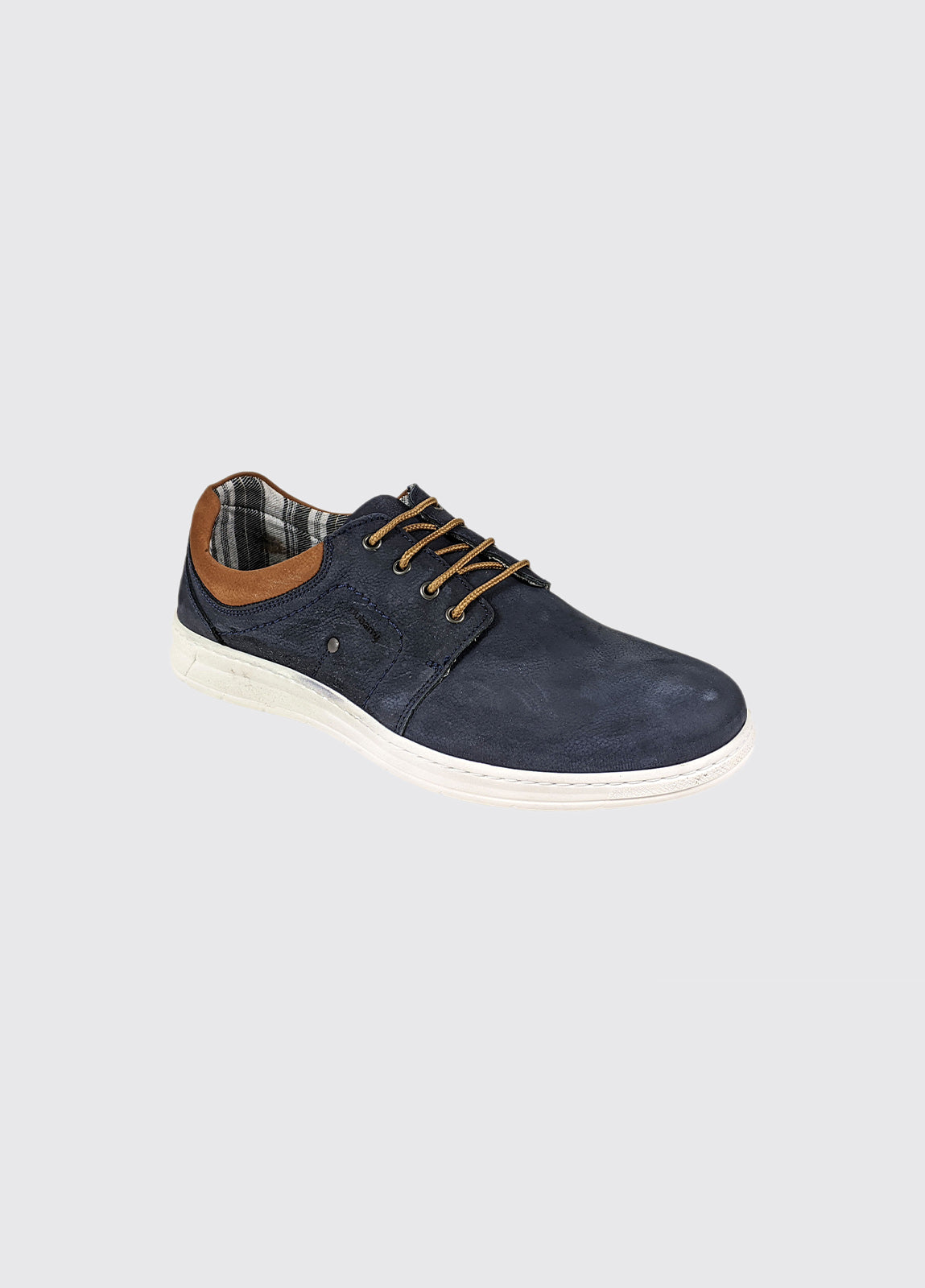 Men's Silvio Navy Nubuck Leather Shoe- Side view single