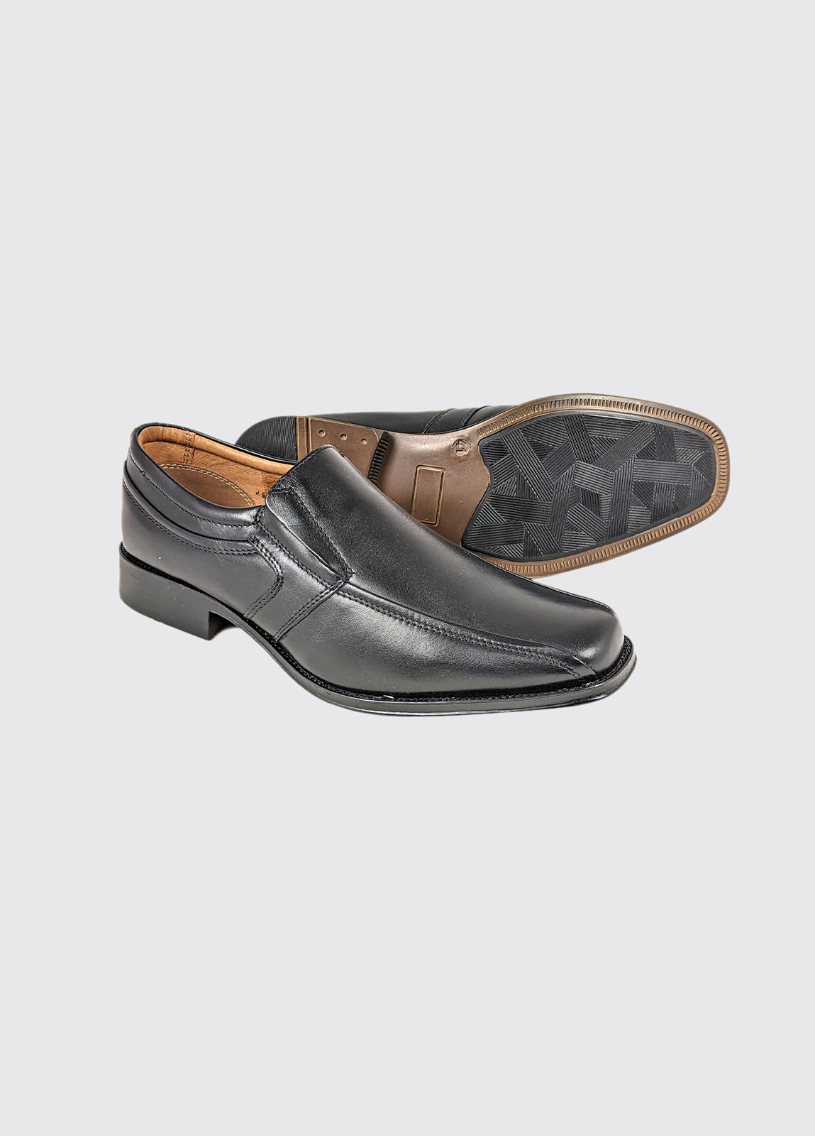Declan Black Wide Fit Slip On Shoe-Sole view