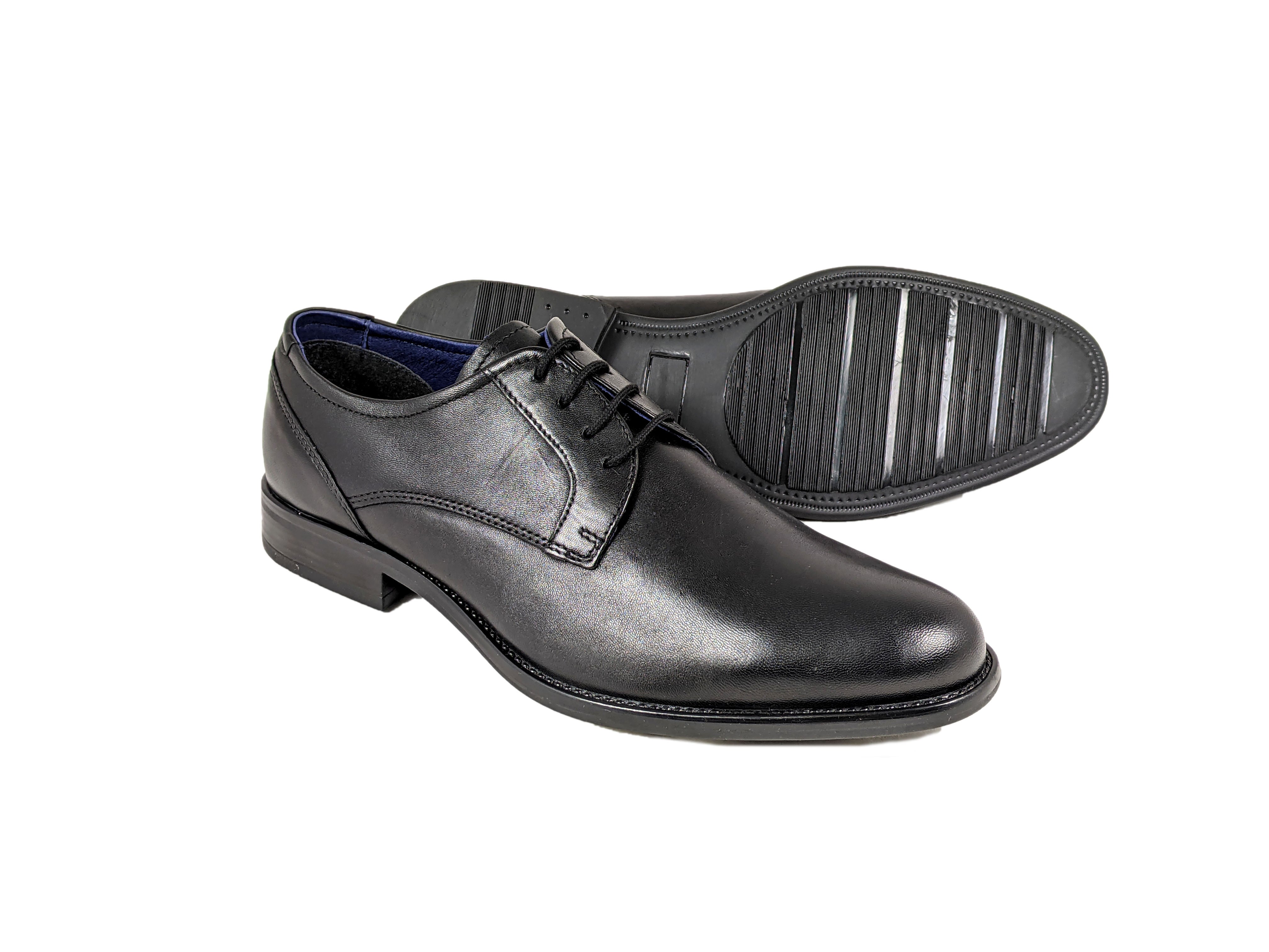 Darrel Wide Fit Black Shoe - Spirit Clothing