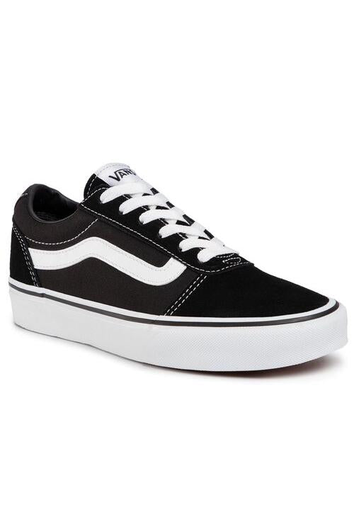 Vans Womens Womens Ward Suede Canvas Black/White Trainer Black/White front view