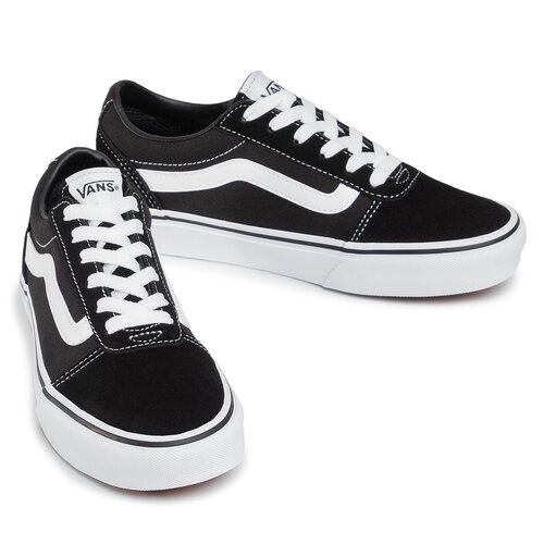Vans Womens Womens Ward Suede Canvas Black/White Trainer Black/White back view