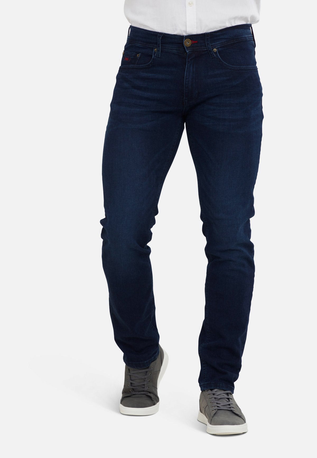 6TH SENSE Braxten Prussian Straight Denim Jeans Prussian front view