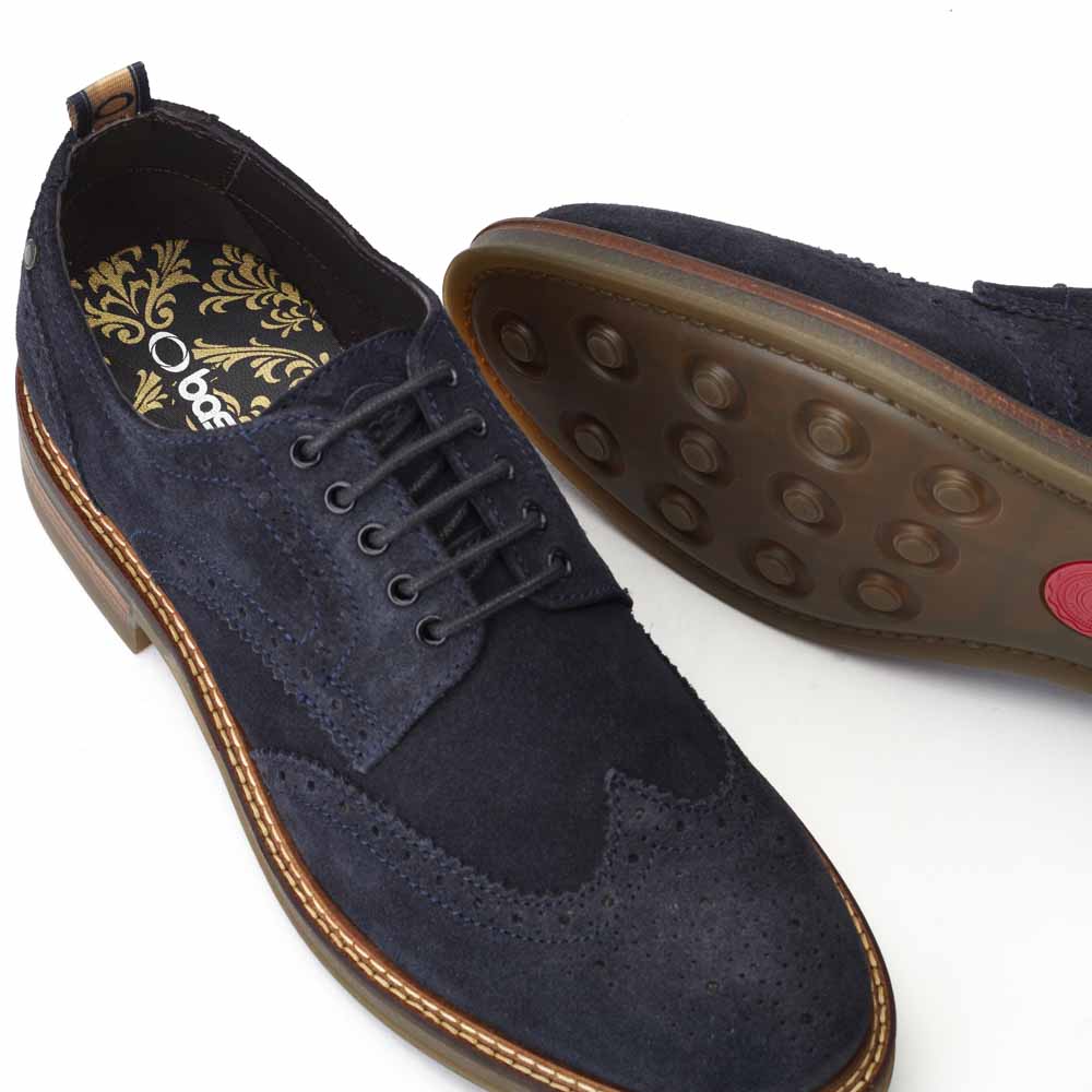 Bryce Navy Suede Shoe-Sole view