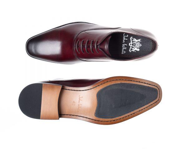 John White London Bay Bordo Capped Oxfords Burgundy model front view