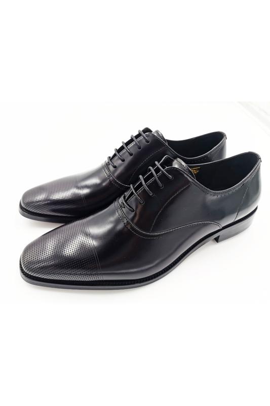 John White London Bay Black Capped Oxfords Black front view