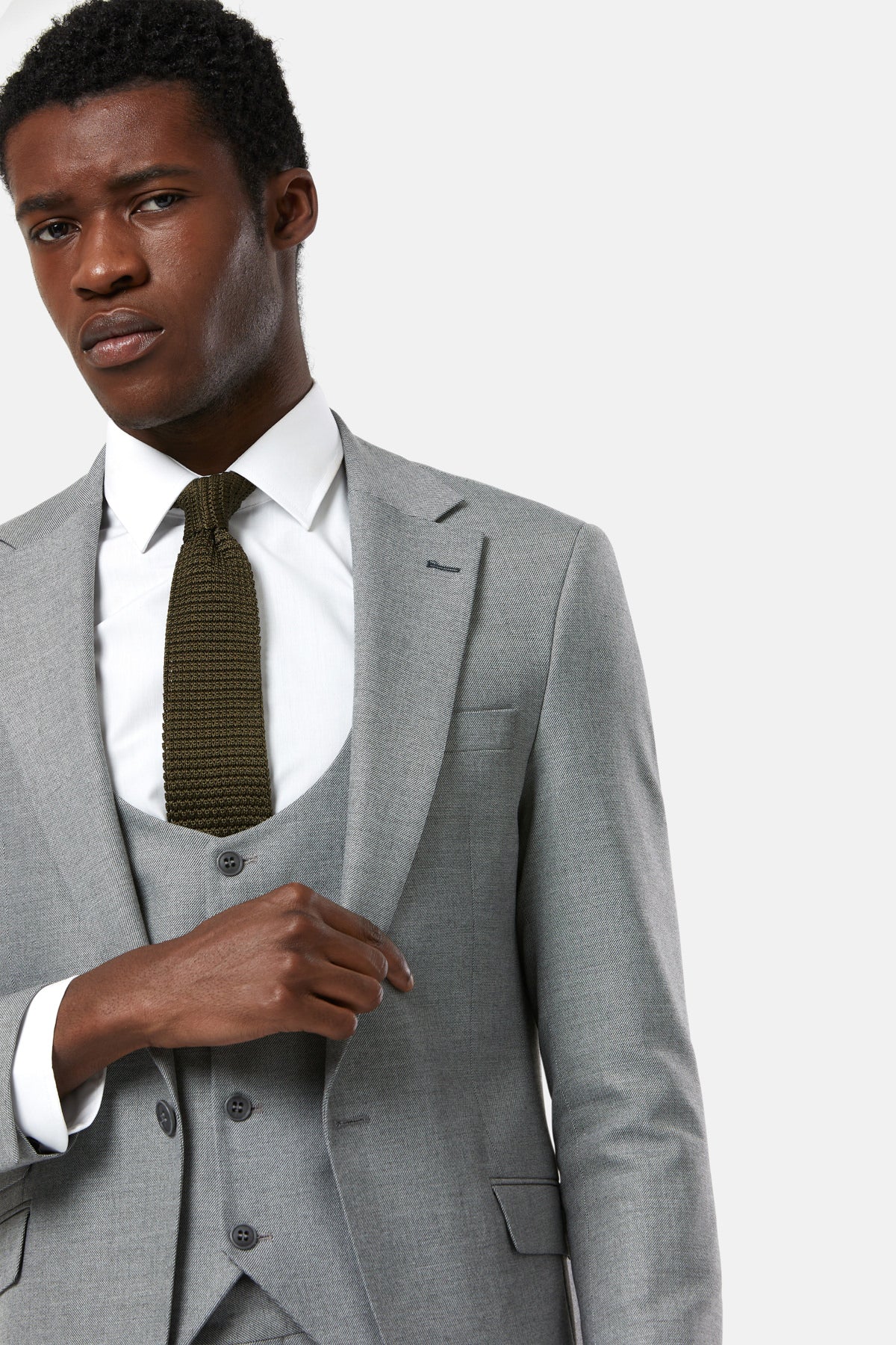 TRAVIS BENETTI Zac 3 Piece Silver Suit Silver detail view