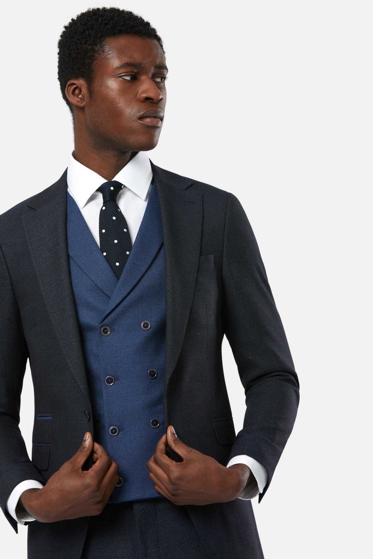 Dan 3 Piece Navy Suit with contrasting double breasted waistcoat