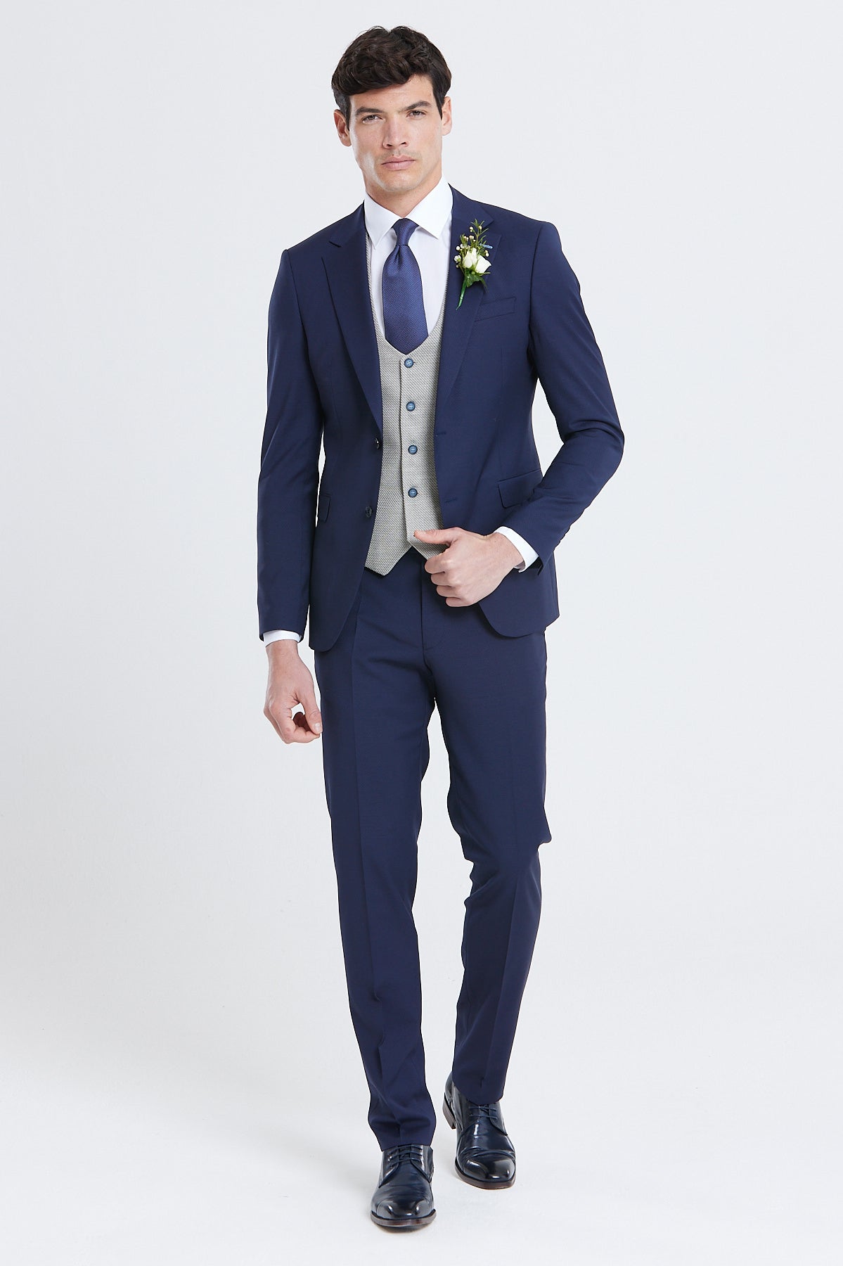 BENETTI Harold Tapered Fit Beige Waistcoat Beige model front view