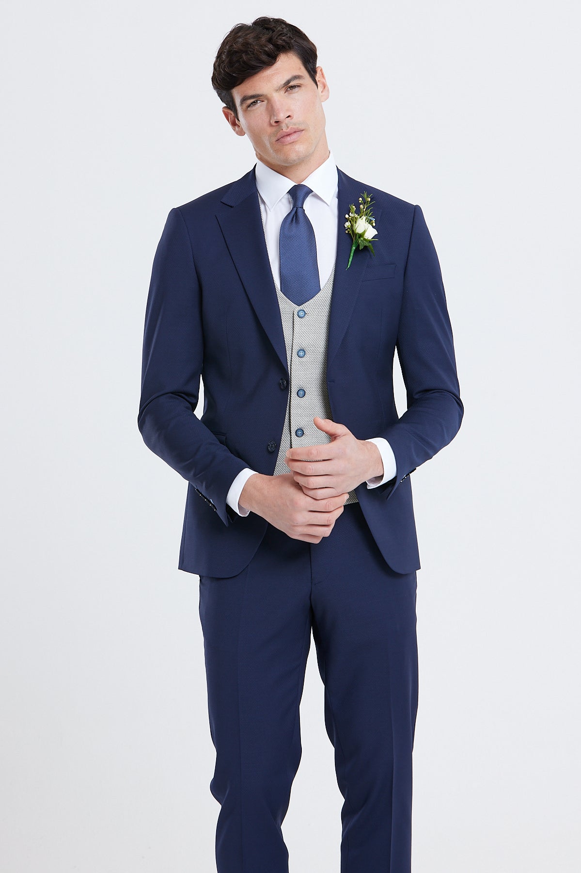BENETTI Harold Tapered Fit Beige Waistcoat Beige back view