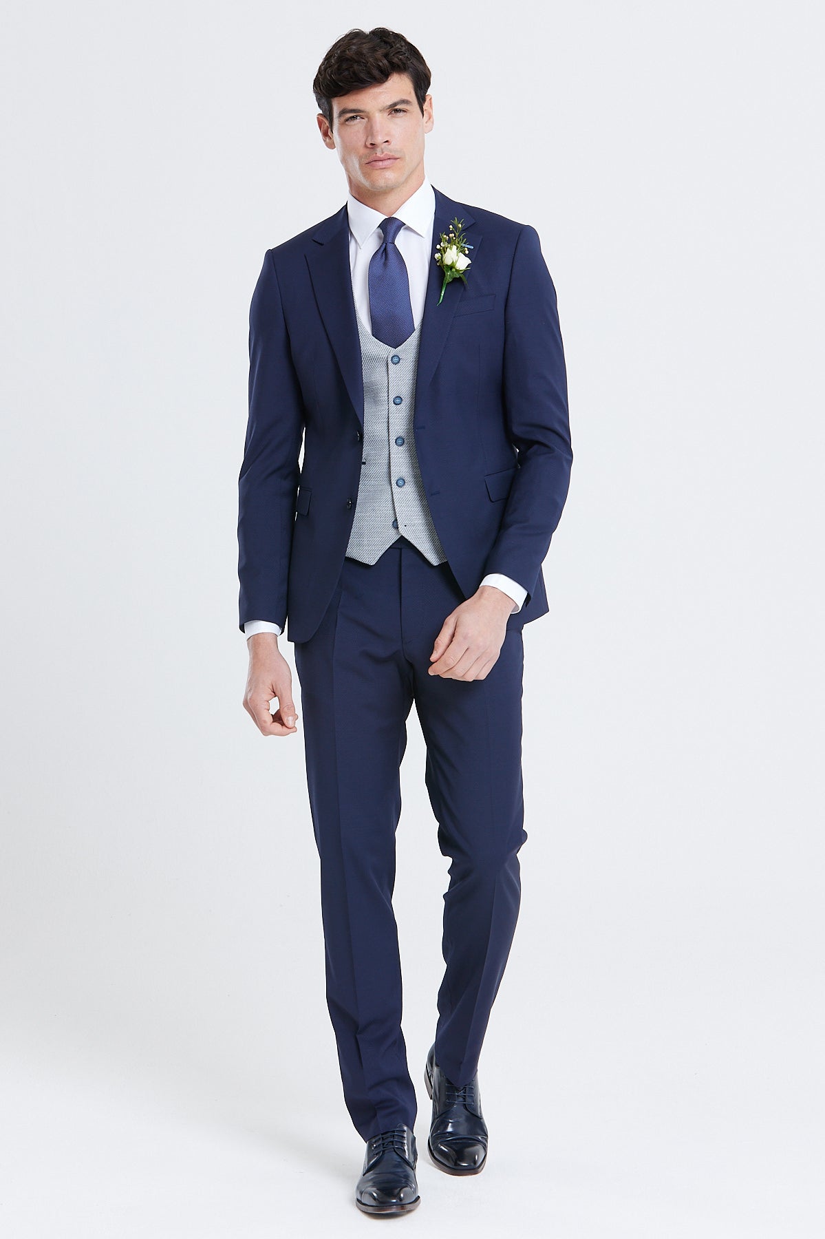 Harold Silver Comfort Fit Waistcoat-Full model view