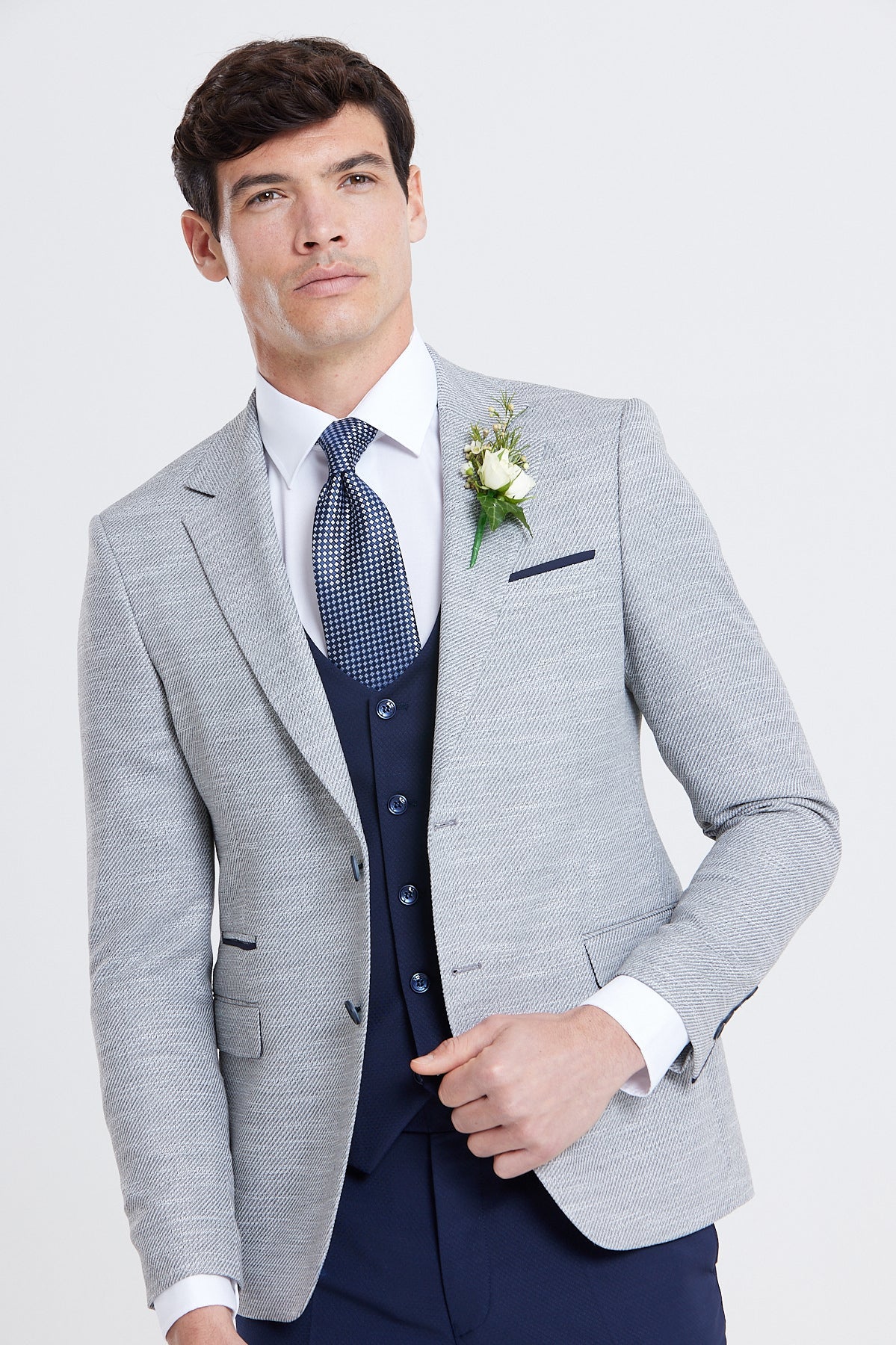 BENETTI Harold Silver Comfort Fit Blazer SILVER front view