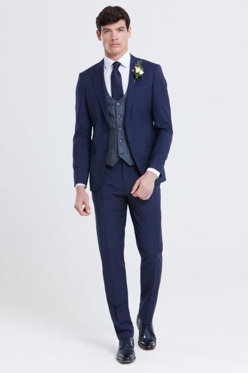 Barret Navy Stripe Men's Tapered Fit Waistcoat