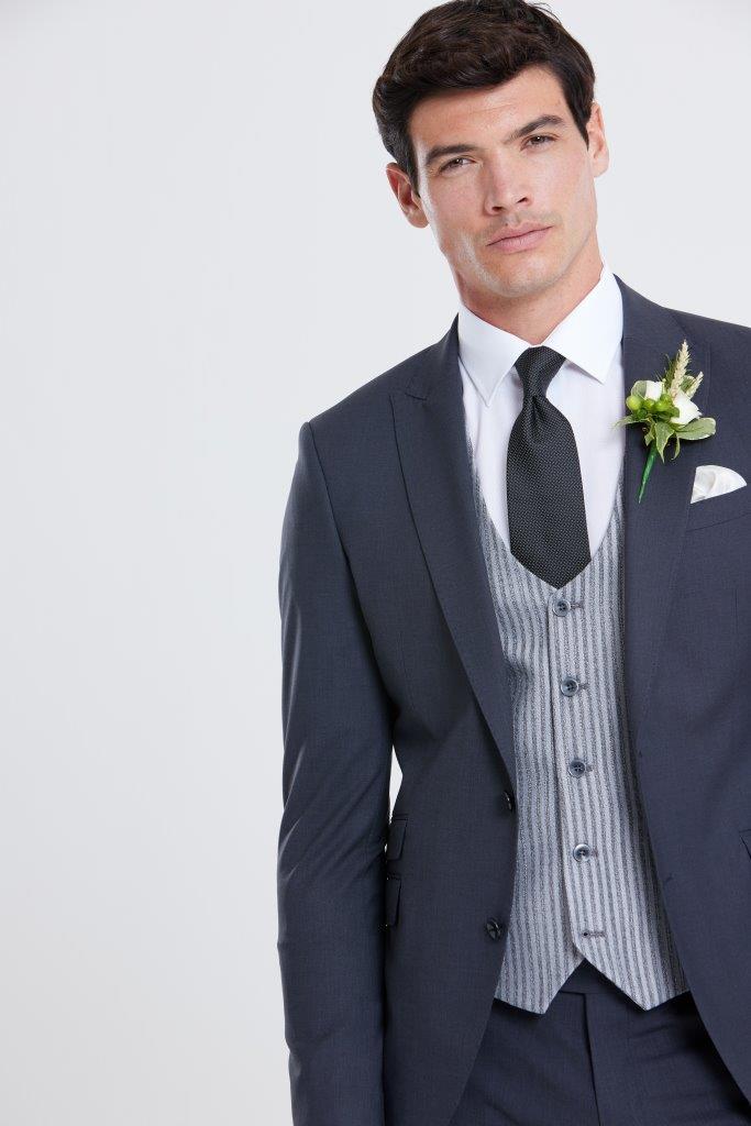 Barret Silver Stripe Tapered Fit Waistcoat-Detail view